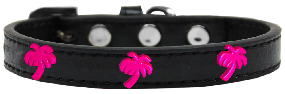 Pink Palm Tree Widget Dog Collar Black Size 10
